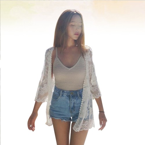 Lace Bathing Suit Cover Up Beach Bikini Shawl Lace Beach Cover Up - Picture 7 of 11