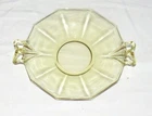 Yellow ten-sided 7 inch Depression Glass Plate with Handles