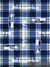 NFL Seattle Seahawks Plaid Licensed Fleece Fabric  / 58 Wide / SOLD BY THE YARDS