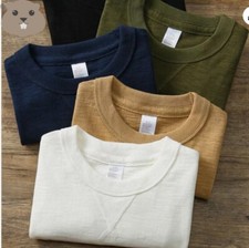 Fashion Men's Retro Heavyweight Slub Cotton Gusset Tubular Short Sleeve T-Shirt