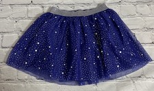 Cat  Jack Girls Purple Skirt Silver Stars Tulle Overlay Size 4/5 NWT
