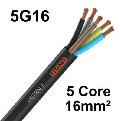 Nexans Titanex 5G16 H07RN-F 16mm² 5-adrig Schwerlast Gummi HO7 Kabel Flex 63A