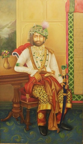 Vintage Painting Art Oil On Canvas Maharaja Alwar Original Handmade Art Work - Picture 8 of 10