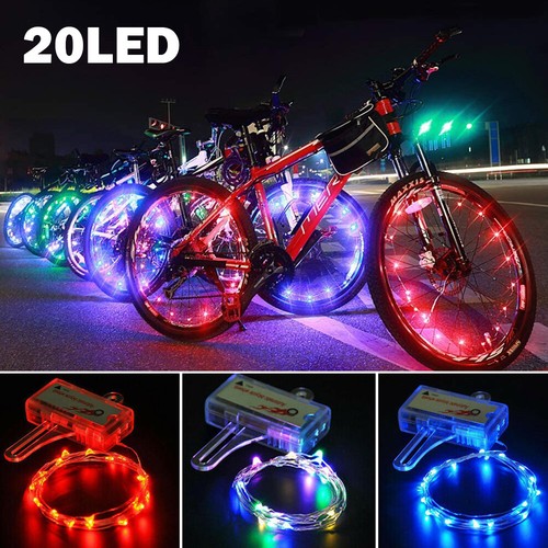 20 LED Fahrrad Radfahren Felgenschnur bunte Lichter Fahrrad Open & Close Radspeiche - Bild 1 von 6