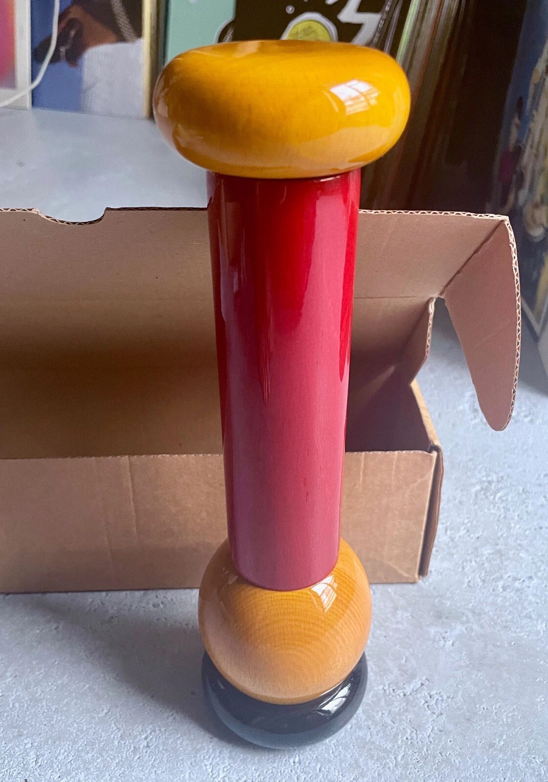 Alessi MP0210 ETTORE SOTSASS - Pepper grinder in beechwood, red, yellow, black
