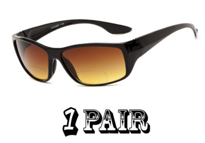 Mens Womens HD Amber Anti Glare Lens Inner Bifocal Sun Reader Sunglasses UV400