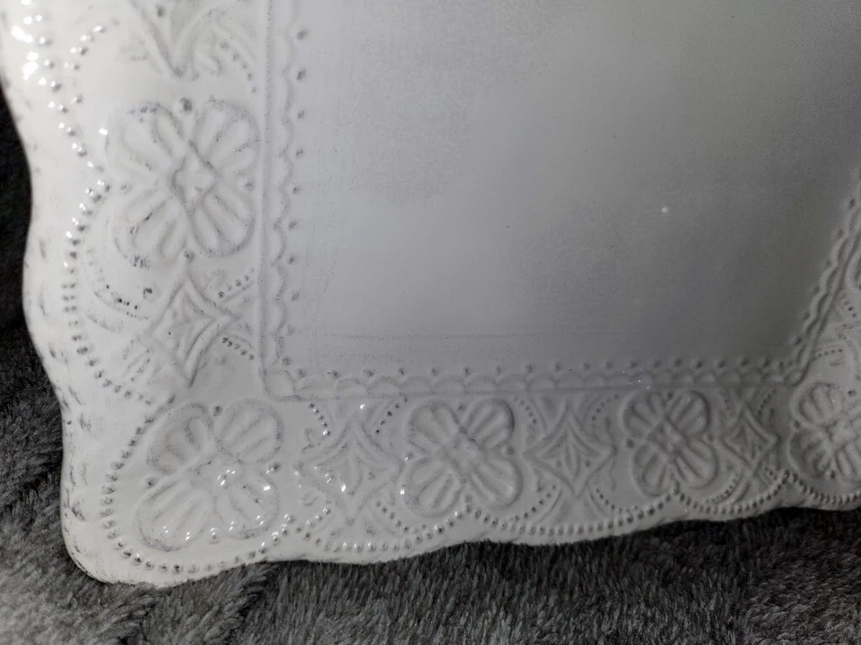 Maison Versailles Blanc Elisabeth 4 Pc Set Dinner Plates Bowl Mug Square White A - Image 3 of 4