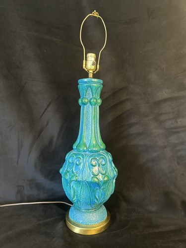 Mid Century blau und grün Wirbel Kreidegeschirr Lampe - Bild 2 von 7
