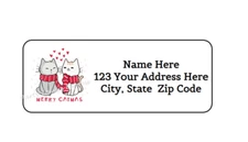 30 MERRY CATMAS CHRISTMAS PERSONALIZED RETURN ADDRESS LABELS 1 in X 2.625 in