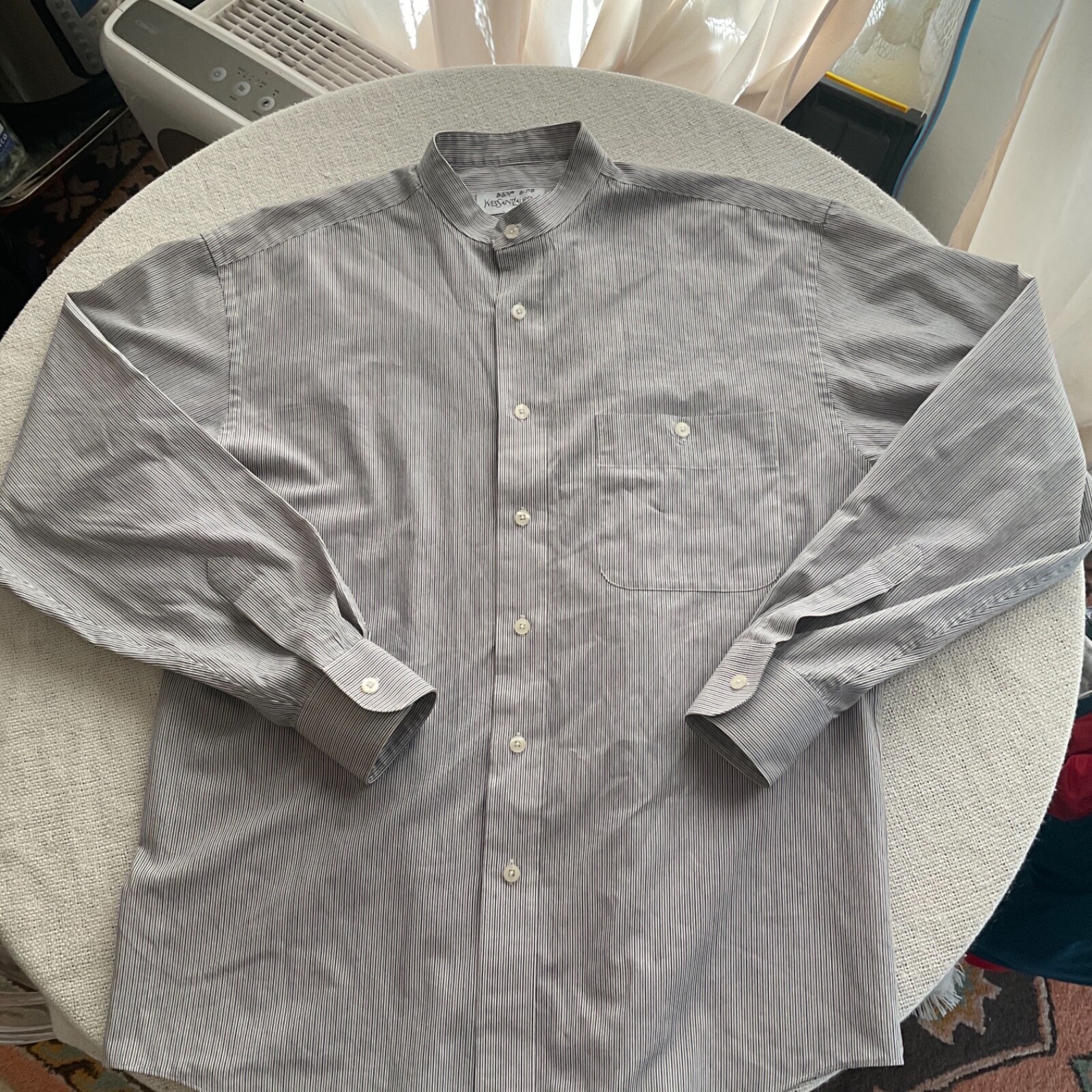 SAINT LAURENT Camicia elegante uomo vintage Yves St. Laurent gessato con bottoni rara 15 1 2 35