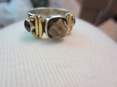 NEU ATEMBERAUBENDER HANDWERKLICH GEFERTIGTER STERLING & RAUCHQUARZ RING 8 1/2