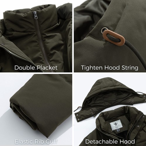 Abrigo acolchado de invierno para hombre WenVen chaqueta acolchada cálida de invierno gruesa con capucha - Imagen 35 de 38