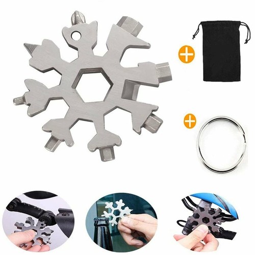 18 in 1 Schneeflocke Multitool Karte,Edelstahl Fahrrad Multifunktionswerkzeug - Bild 2 von 15