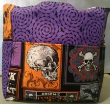 skull poison potion owl skeleton spider bats halloween purple purse project bag