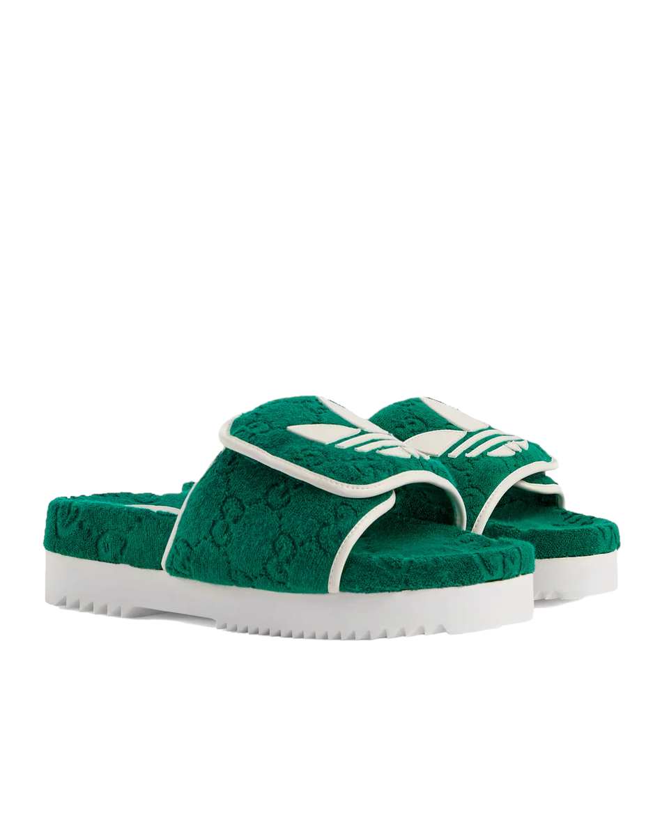 Authentic Men's Adidas X Gucci GG Monogram Platform Slides Sandals