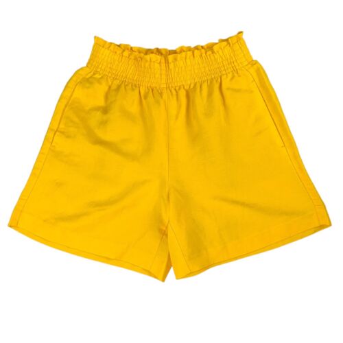 Ann Taylor Women's Shorts Medium Yellow Linen Blend Elastic Waist Pockets