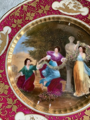Antique Royal Vienna (Austria) Porcelain Gold Gild Plate, 9.75”, - Picture 3 of 9