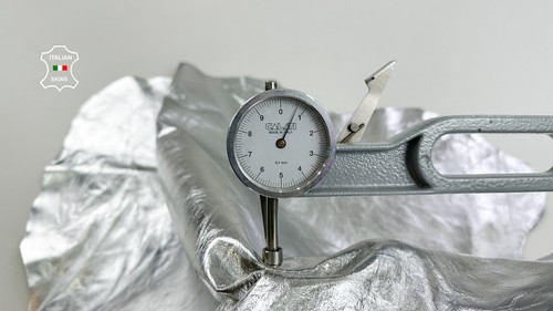 METALLIC SILVER CRINKLED Italian Lambskin Leather hides skin 4+sqf 0.7mm #C4237 - Picture 4 of 7