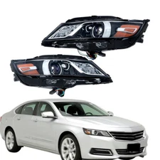 For Chevrolet Impala 2015-2019 Headlight Headlamps Set LH+RH Pair Black Housing