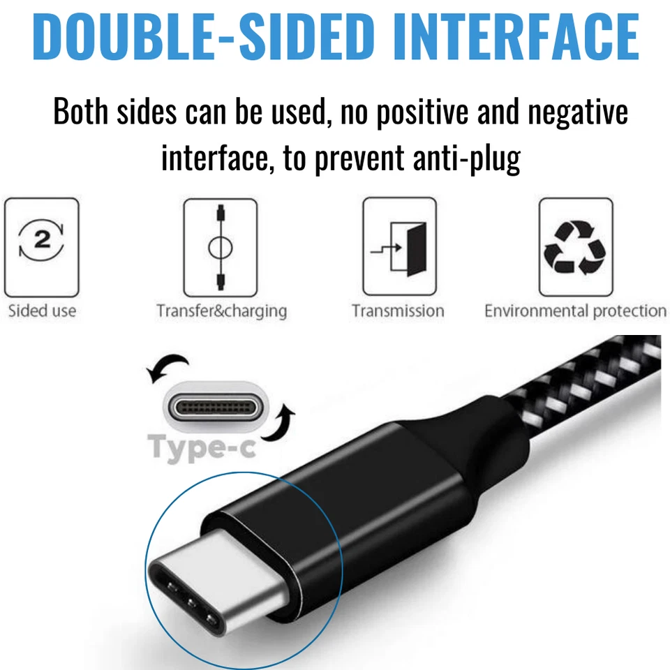 Lote de cabo carregador rápido USB-C de 10 pés para iPhone 15 16 Pro Max Samsung tipo C - Imagem 3 de 4