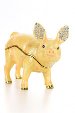 Jewelry Box Pig Pill Box Trinket Box Lucky Pig Figurine Faberge Box