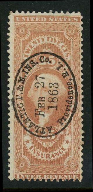 R46c with SON Atlantic Fire & Marine Insurance Co. Cancel, Providence, RI, 1863