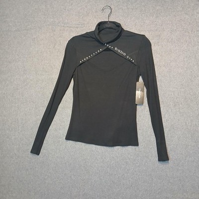 NWT Bebe M long sleeve shirt biker edgy vampire gothic clubwear y2k 90s chic