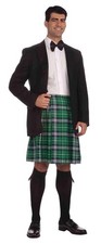 Green Plaid Scottish Kilt Adult Male Costume One Size Fits Most