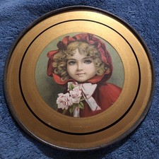 1900&rsquo;s Edwardian Victorian Era Lithograph Girl Flue Cover Picture Metal Frame