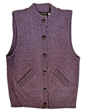 Eddie Bauer Wool Sweater Vest Vintage-Women's S-Plum-Made in USA-Button Front