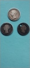 3 x Britannia Groat 4 Pence Silver British coins from 1837 ; 1844; & 1848