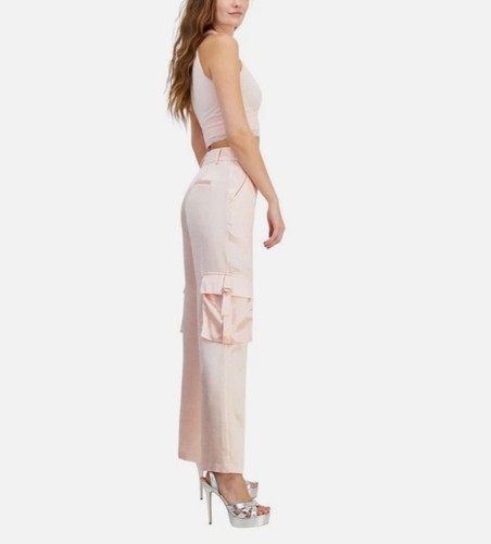 Guess Damen Jamie High Rise Satin Cargo Hose Wanna Be Pink Größe M - Bild 4 von 4