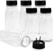 6 Pack 16oz Clear Plastic Spice Jars with Shaker Lids Seasoning Containers