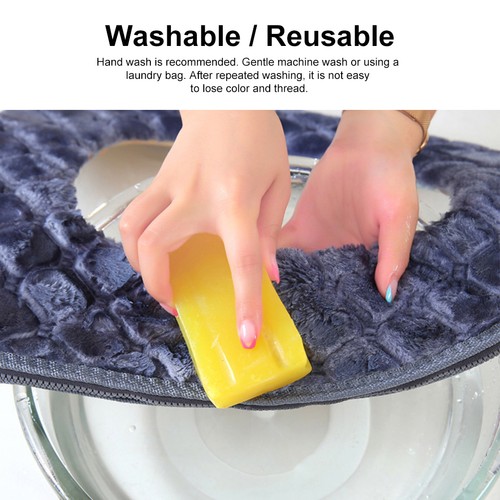 Cubierta de asiento de inodoro para el hogar almohadilla de asiento de chenilla suave elástica con cremallera lavable - Imagen 6 de 29
