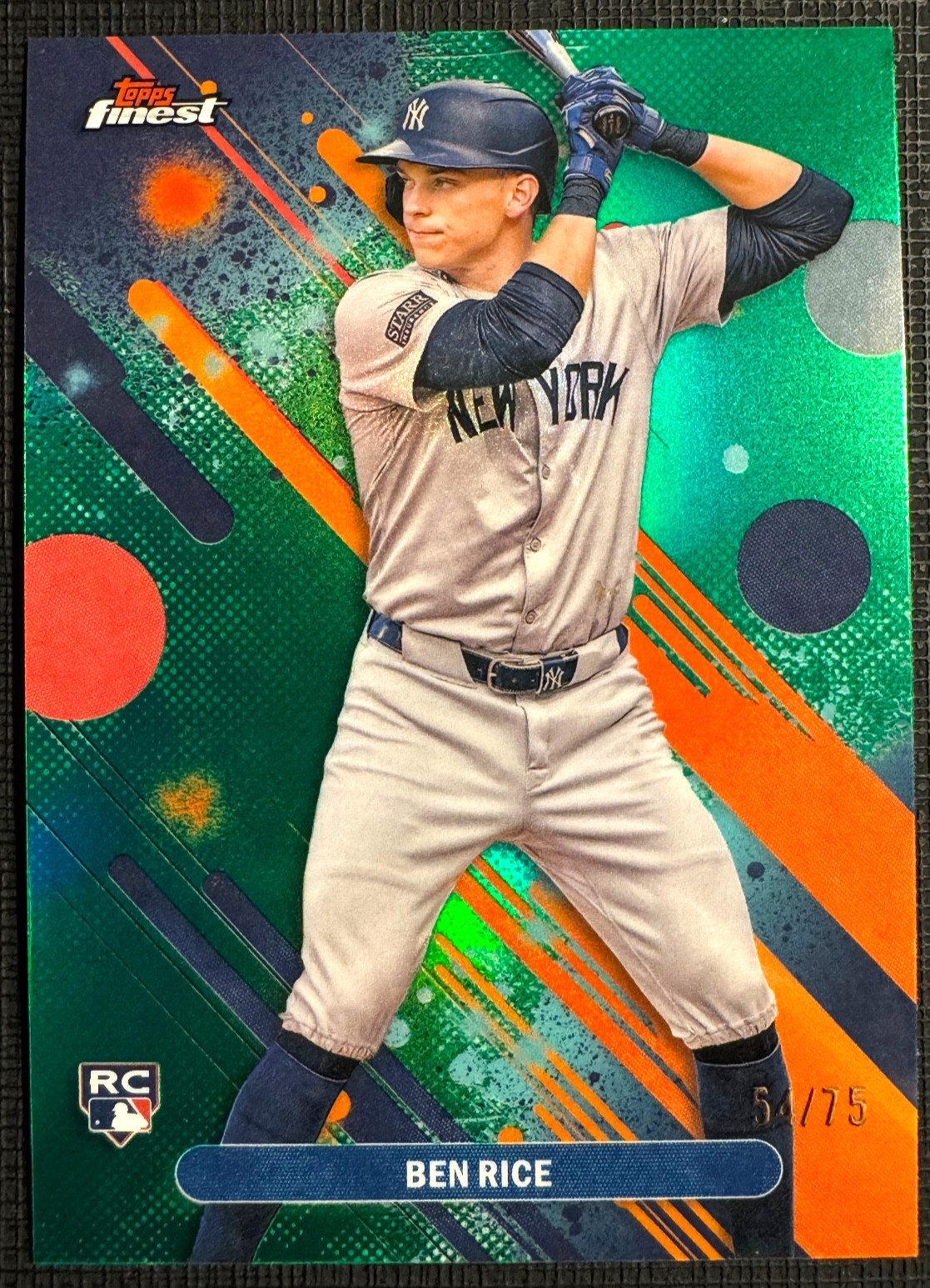 2025 Topps Finest Ben Rice Green Refractor /75 Rookie Rc Yankees #48