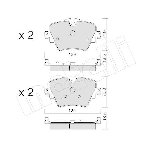 Kit plaquettes de frein à disque Metelli 22-1037-0 train arrière pour Bmw et Toyota