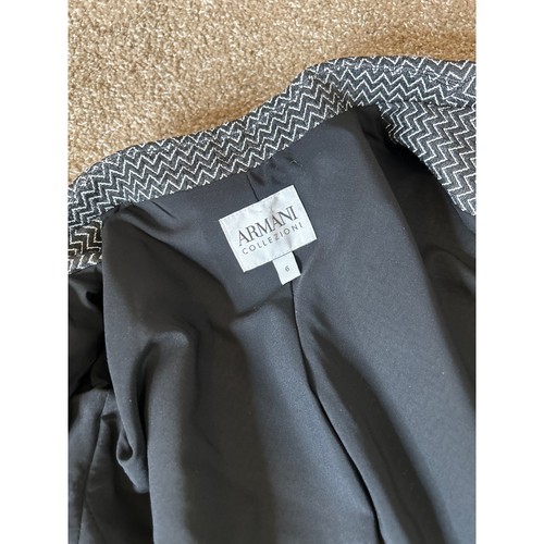 Giorgio Armani Collezioni Chevron Jacquard Blazer Black SZ 6 jacket - Picture 4 of 8
