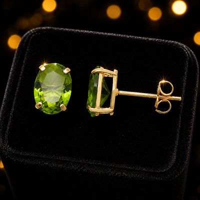 Ovale Peridot Ohrstecker 9 kt Gelbgold 375 gepunzt nagelneu verpackt