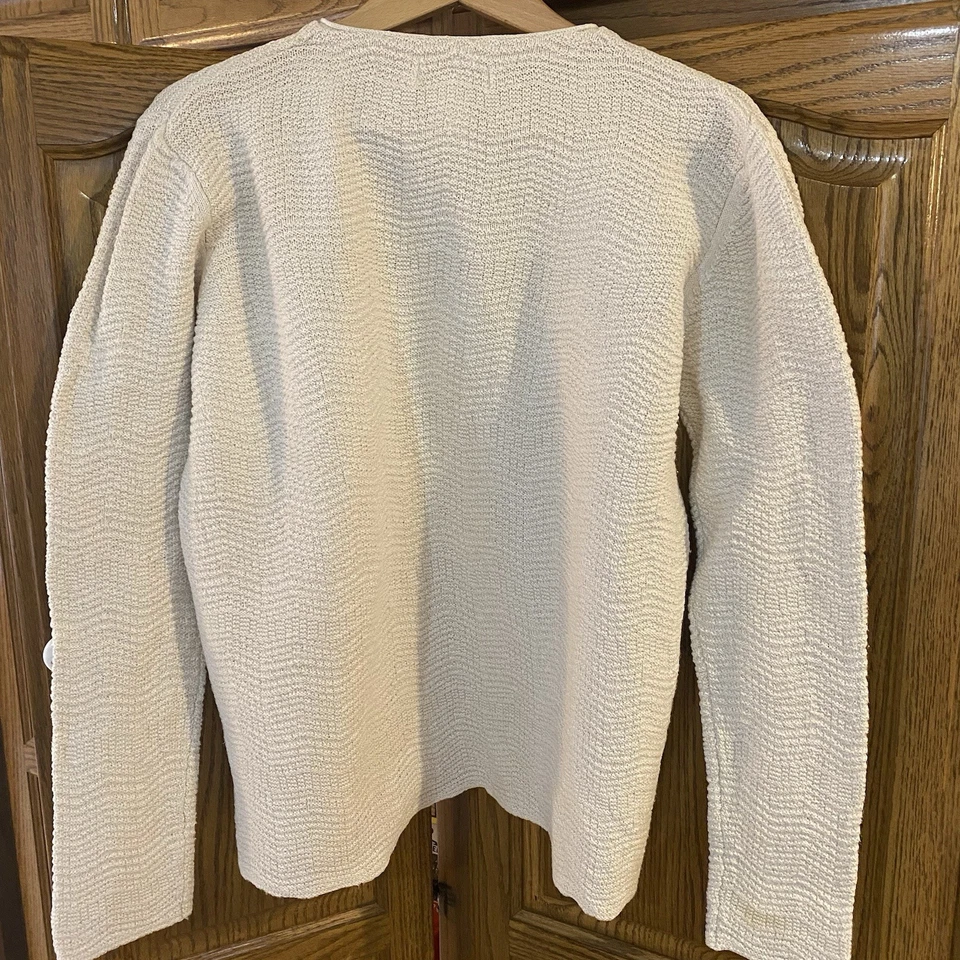 Evan Picono Cárdigan Suéter Para Mujer’s L Marfil Tejido Pesado Abotonado Mezcla de Algodón Foto 2 de 4