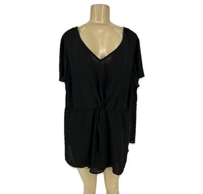 Torrid Plus Size 3X Women Georgette Twist Surplice Flutter Sleeve Blouse r13