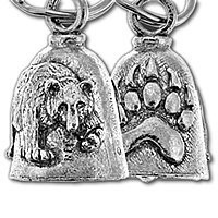 Guardian Bell Bear Claw Pewter Keychain with Velvet Pouch Made in USA