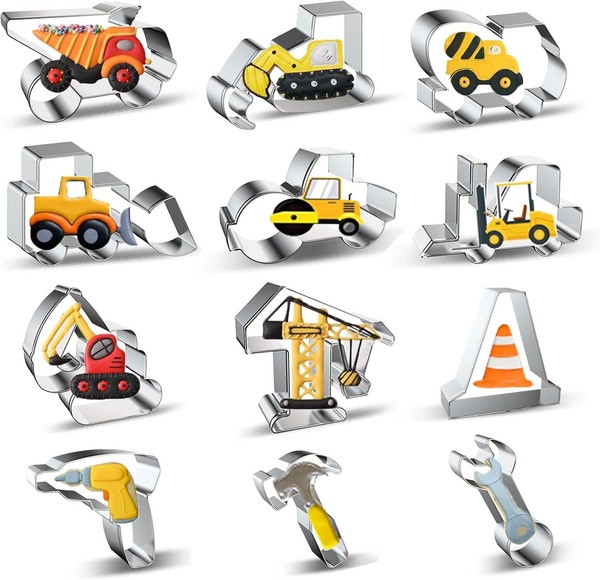Ausstecher Set 12 StüCk Bagger Digger Traktor Bulldozer FüR Kinder PläTzchen-image