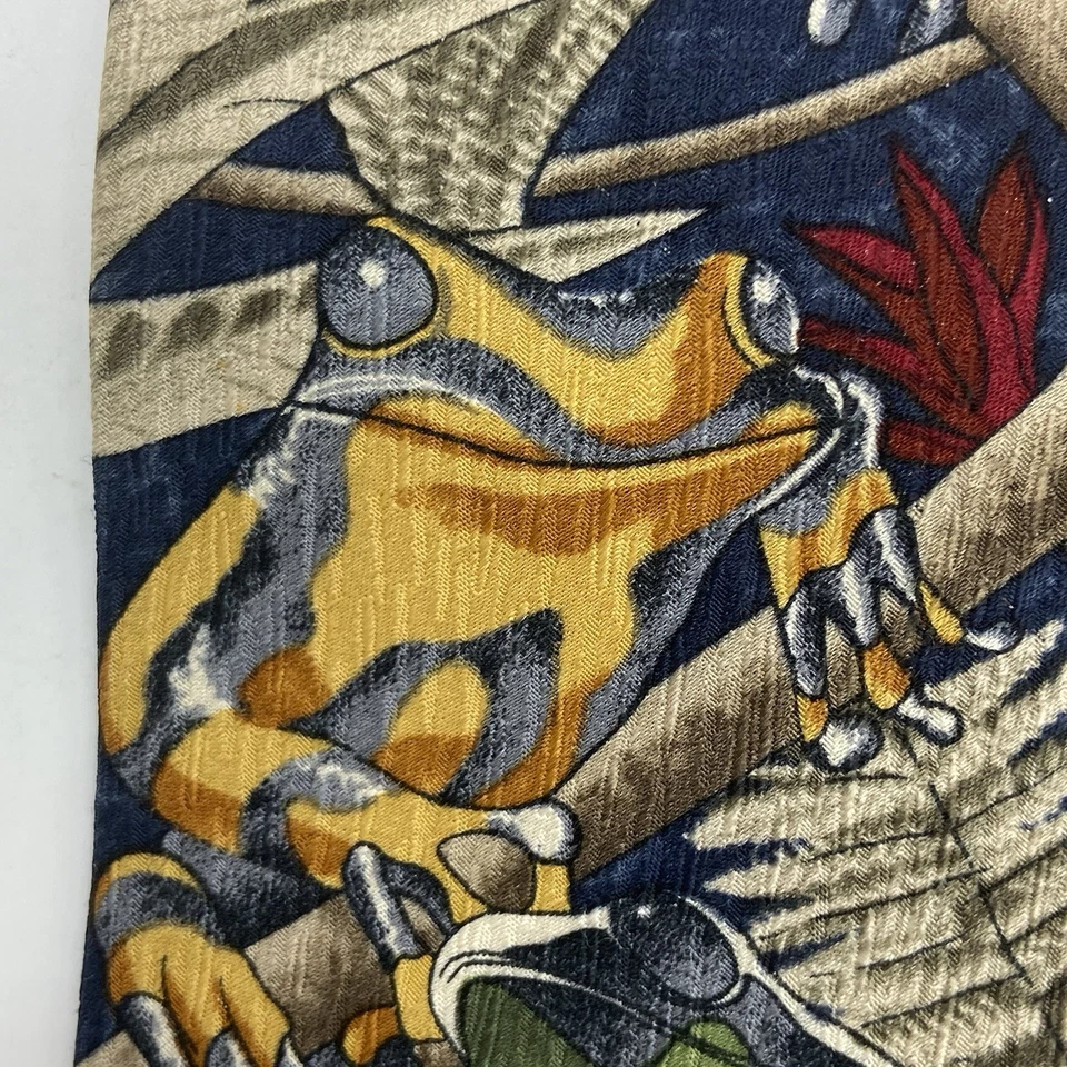 3 corbatas especies en peligro de extinción para hombre 100 % seda ranas africanas águila calva amarillo perro de laboratorio Foto 3 de 4