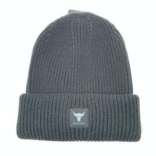 Under Armour Project Rock Beanie OSFM Black Rib Knit Winter Hat New NWT