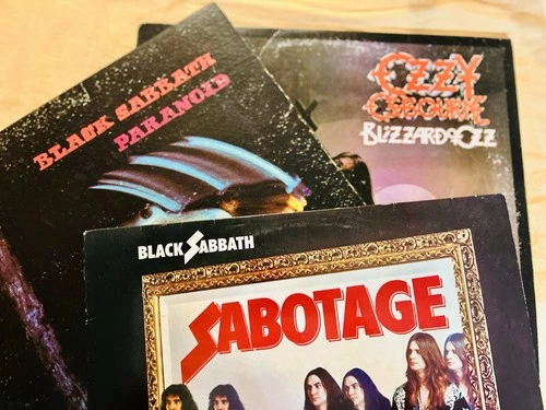 3 Vtg Black Sabbath Ozzy vinyl Lot 70s, 80s Sabotage, Paranoid, Blizzard of Ozz