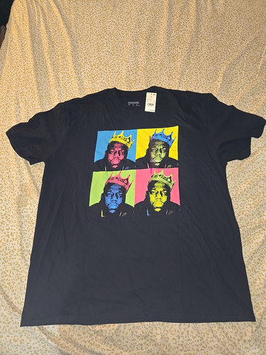 THE NOTORIOUS B.I.G Official Men's NWT Biggie Smalls Portrait Rap T-Shirt 2XL