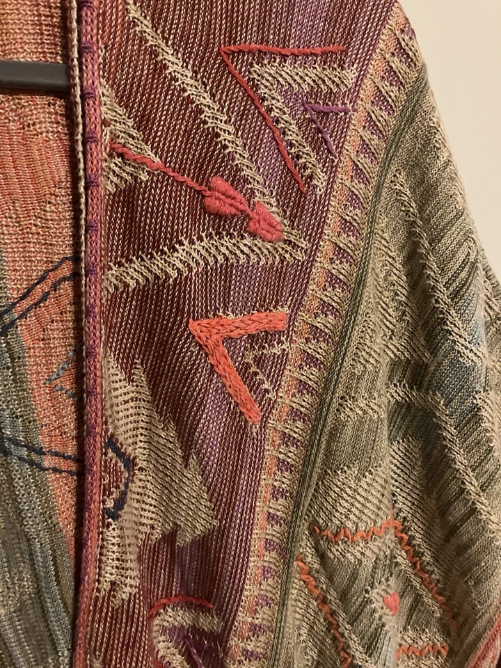 Polo Ralph Lauren Southwest Seda Lino Tejido Envolvente Poncho Envolvente Suéter Pequeño $598 Foto 4 de 4