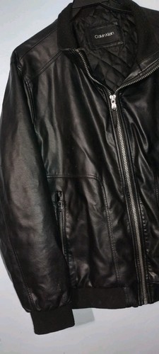 Vtg Calvin Klein Men's Faux Leather Jacket XXL Black 4 Pocket (2 Zippered Pocket - Photo 2 sur 9