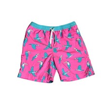 Chubbies Youth Large 14/16 Pink Toucan Print Swim Trunks Teal