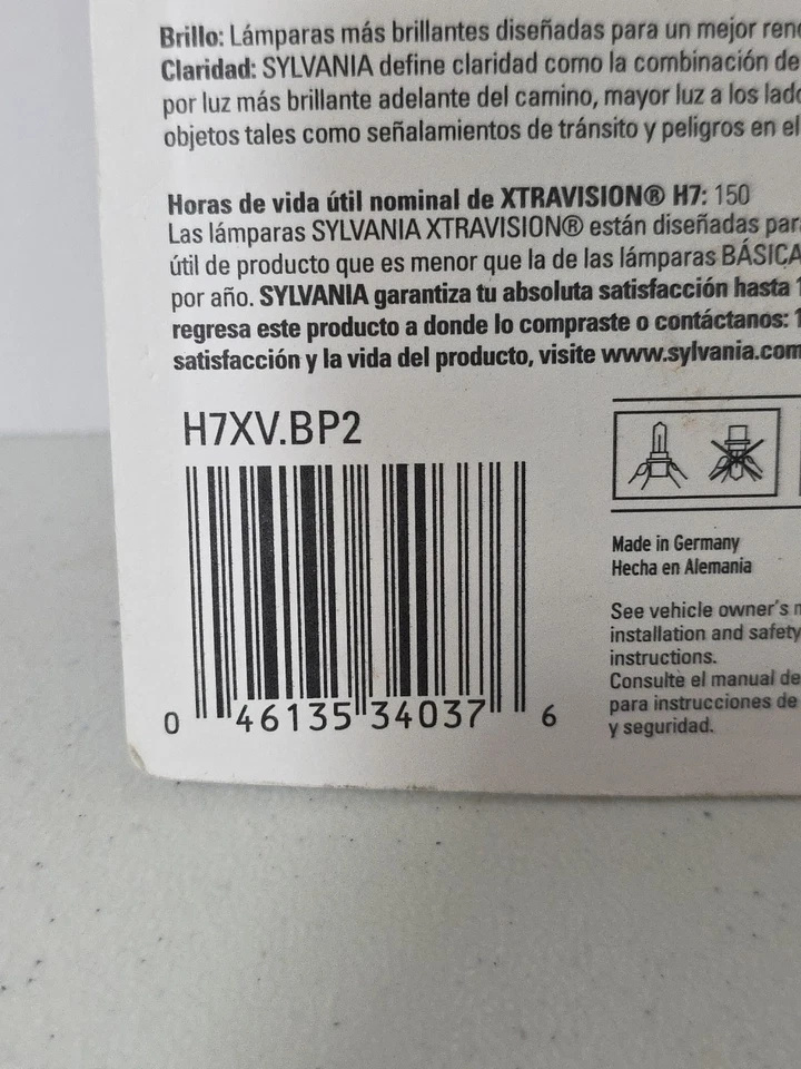 SYLVANIA - H7 XtraVision - Faro halógeno de alto rendimiento (contiene 2 bombillas) Foto 4 de 4
